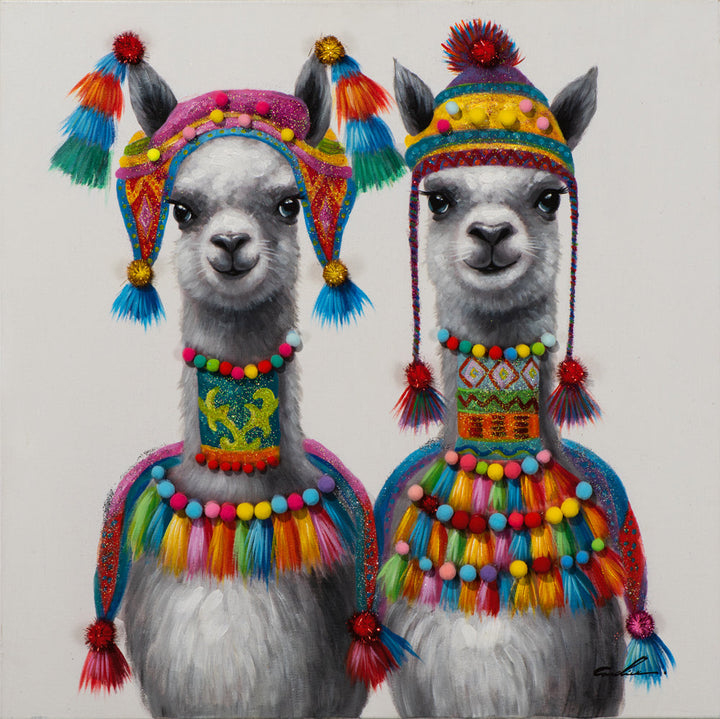 2 Lamas im Inka Stil
