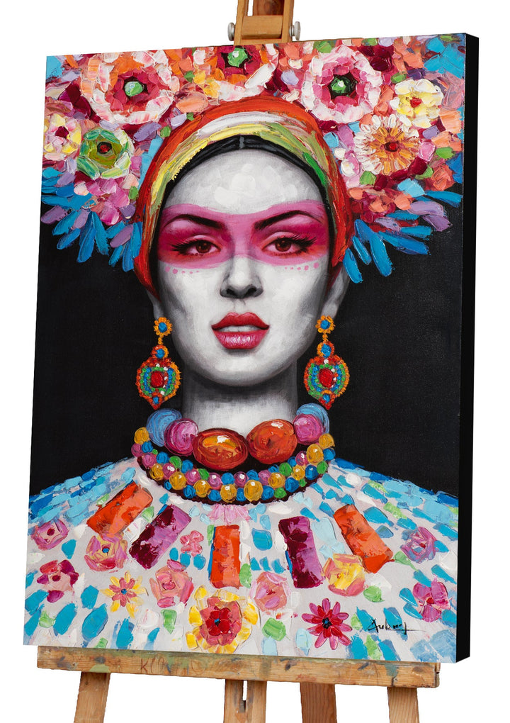 Frau mit Blumen Dekoration