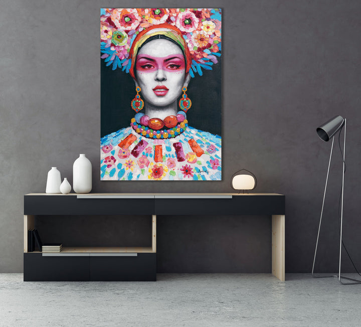 Frau mit Blumen Dekoration