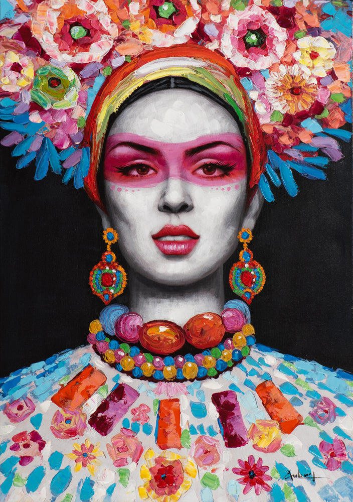 Frau mit Blumen Dekoration