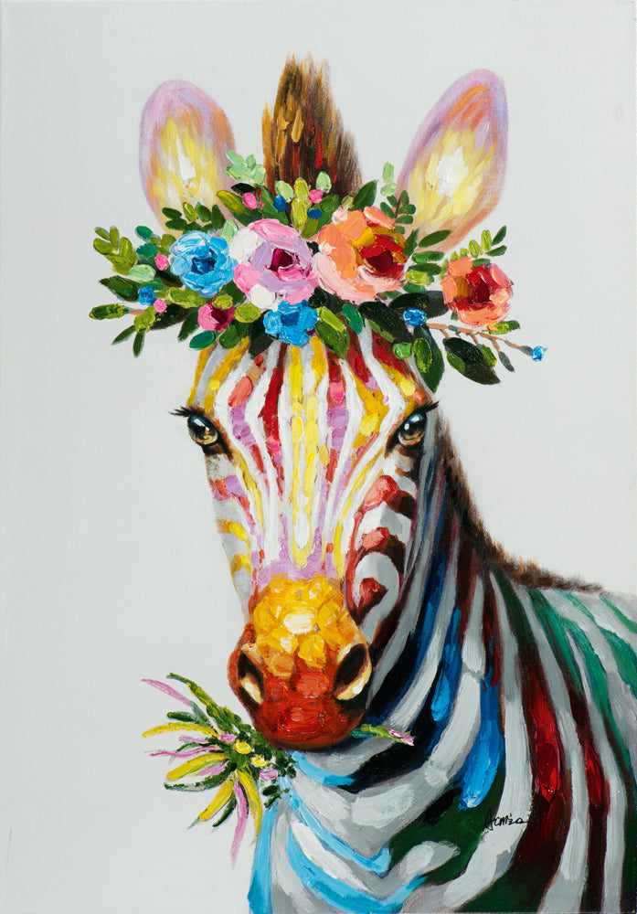 Zebra mit Blumendeko
