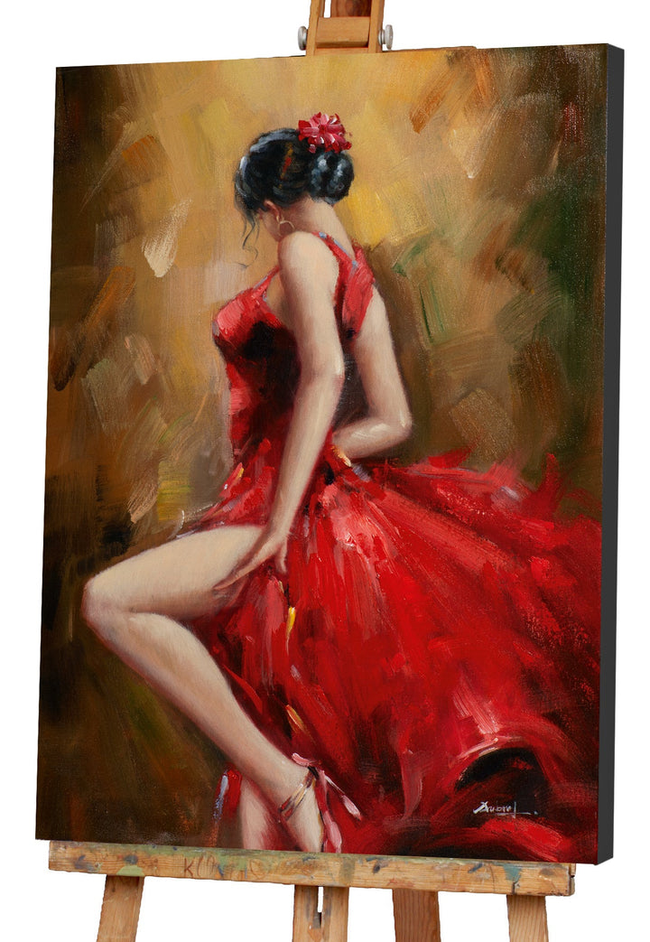 Frau im roten Kleid