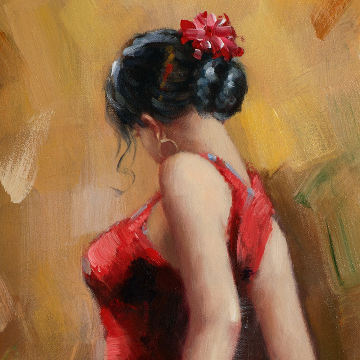 Frau im roten Kleid