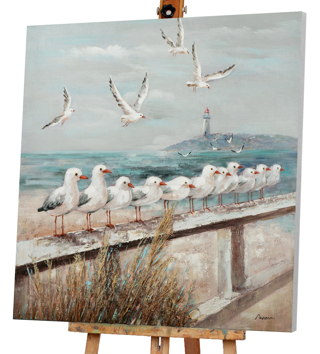Strandpromenade mit Möwen