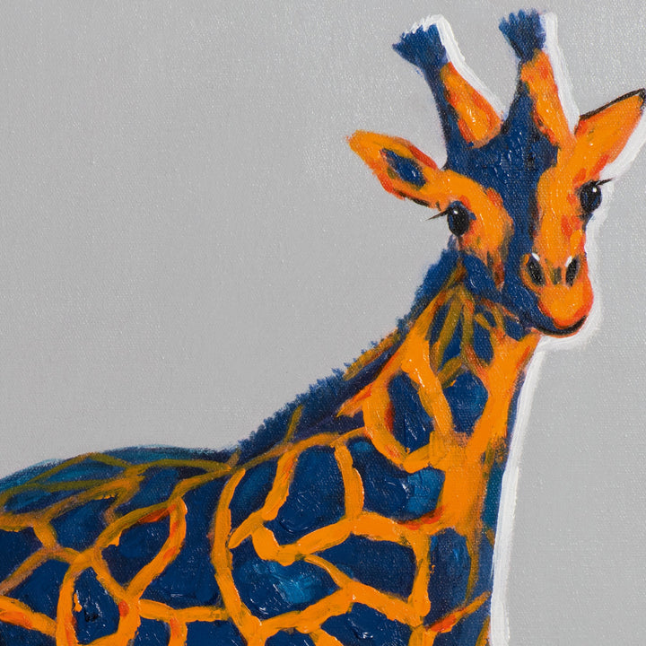 Aufgeblasene Giraffe – Handveredelter Kunstdruck auf Leinwand