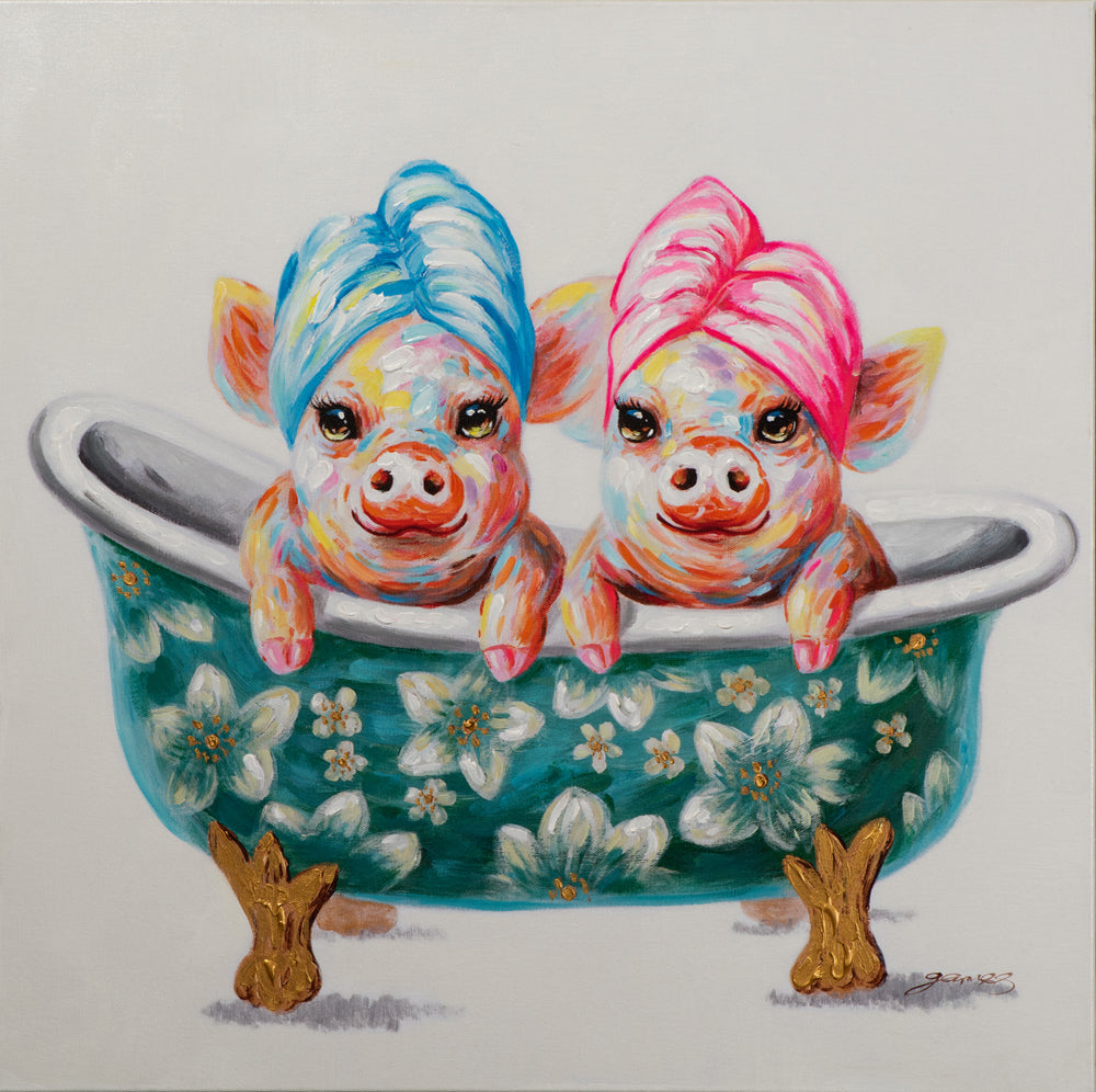 2 Schweinchen in der Wanne