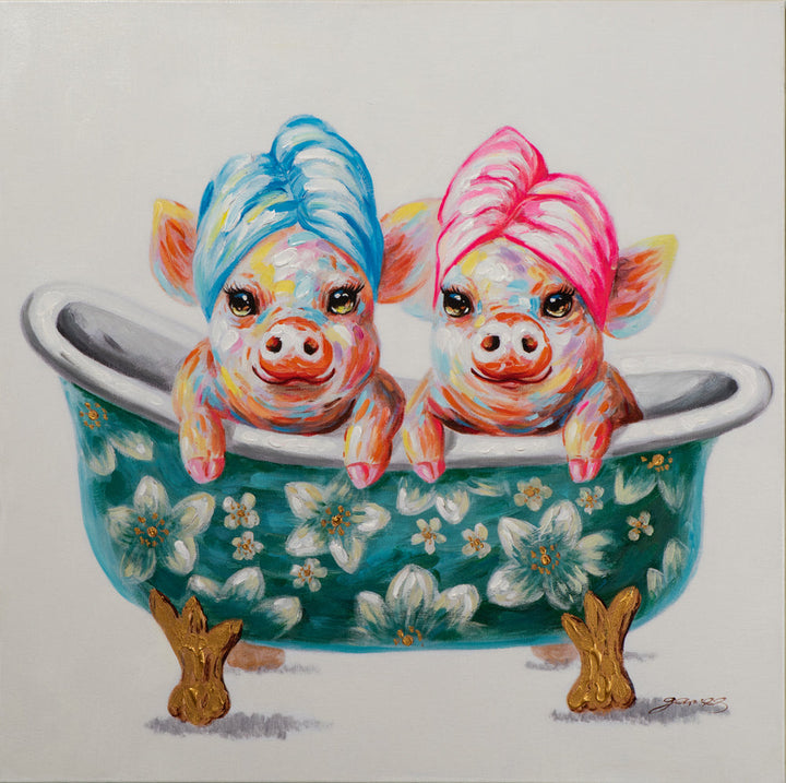 2 Schweinchen in der Wanne
