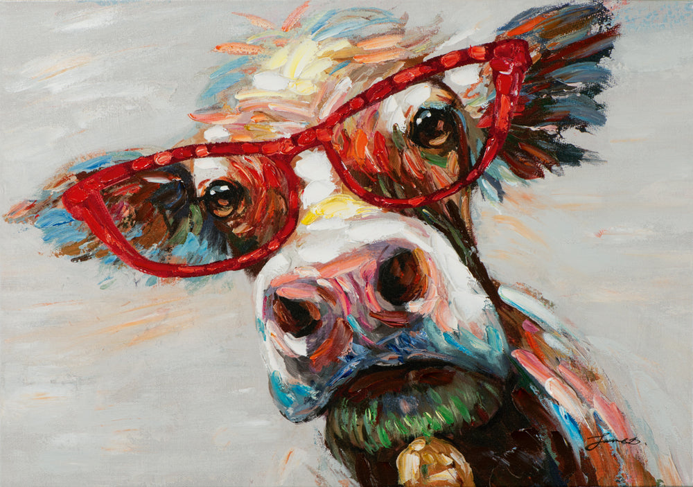 Bunte Kuh mit Brille