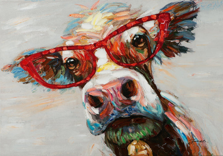 Bunte Kuh mit Brille