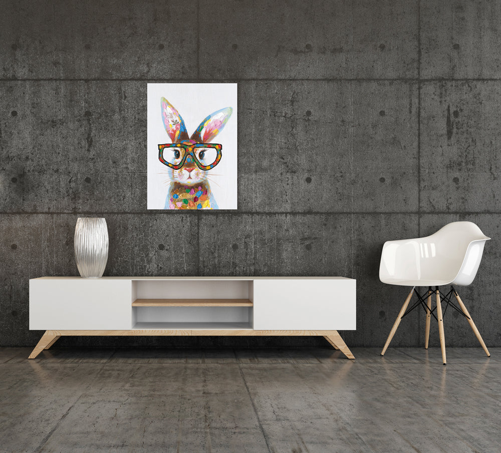 Bunter Hase mit Brille