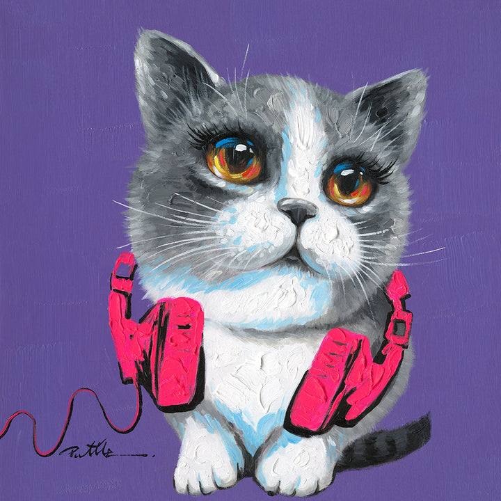 Cool Cat – Handveredelter Kunstdruck auf Leinwand