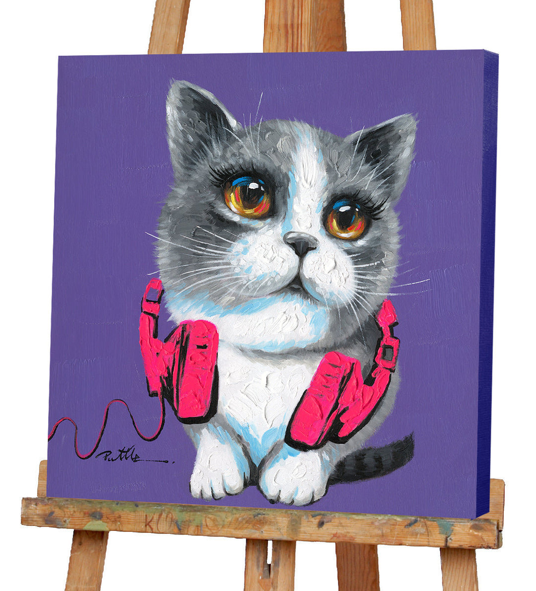 Cool Cat – Handveredelter Kunstdruck auf Leinwand