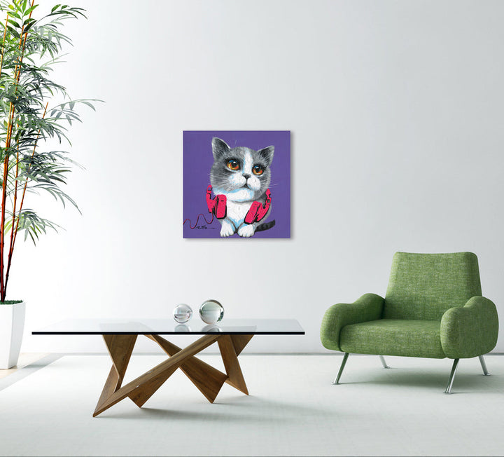 Cool Cat – Handveredelter Kunstdruck auf Leinwand