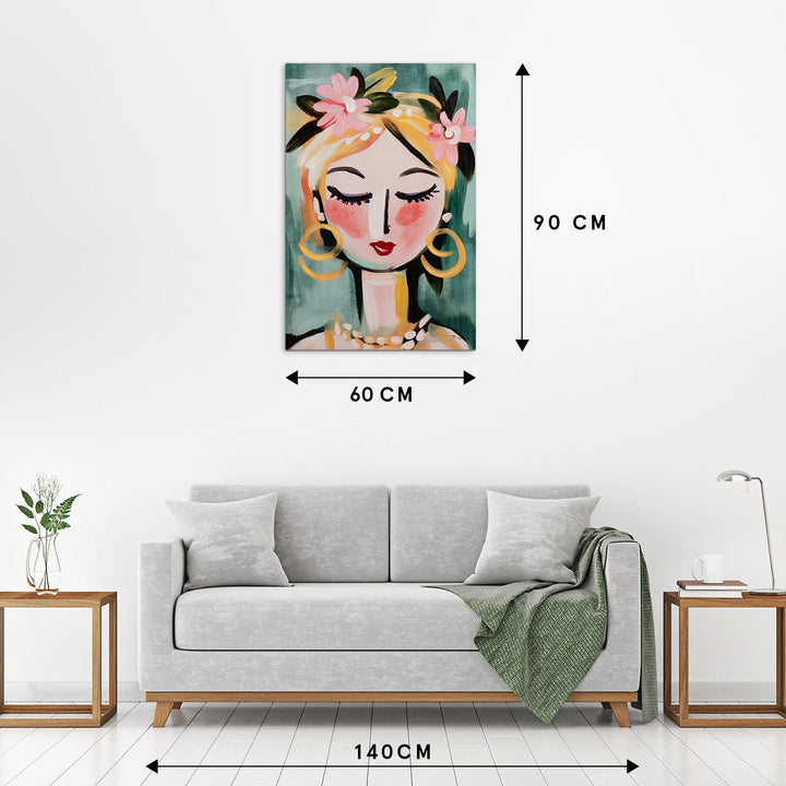 Naive Painting Green Girl
