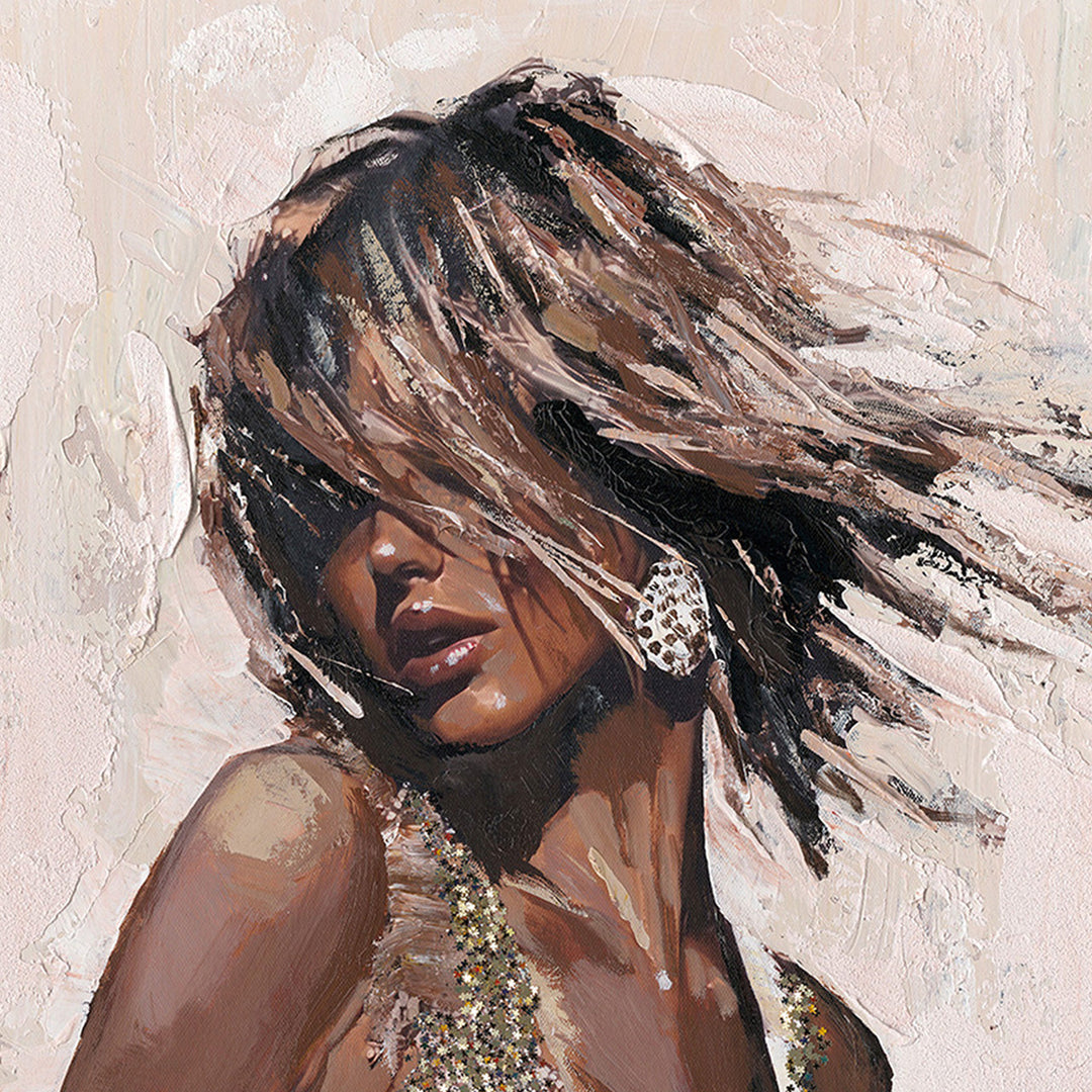 Black Guitar Girl – Handveredelter Kunstdruck auf Leinwand