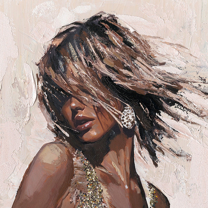 Black Guitar Girl – Handveredelter Kunstdruck auf Leinwand