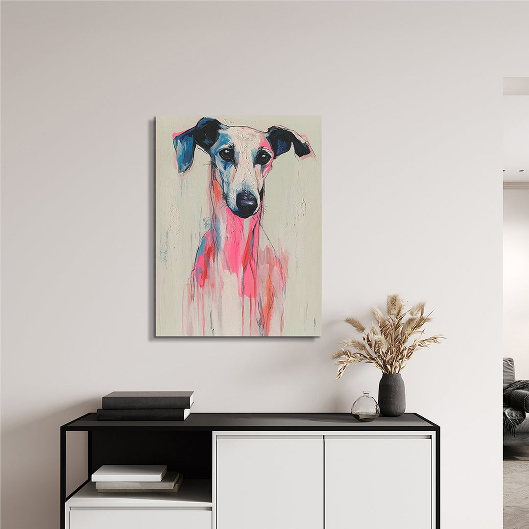 Whispering Greyhound – Handveredelter Kunstdruck auf Leinwand