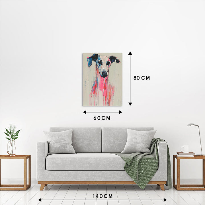 Whispering Greyhound – Handveredelter Kunstdruck auf Leinwand