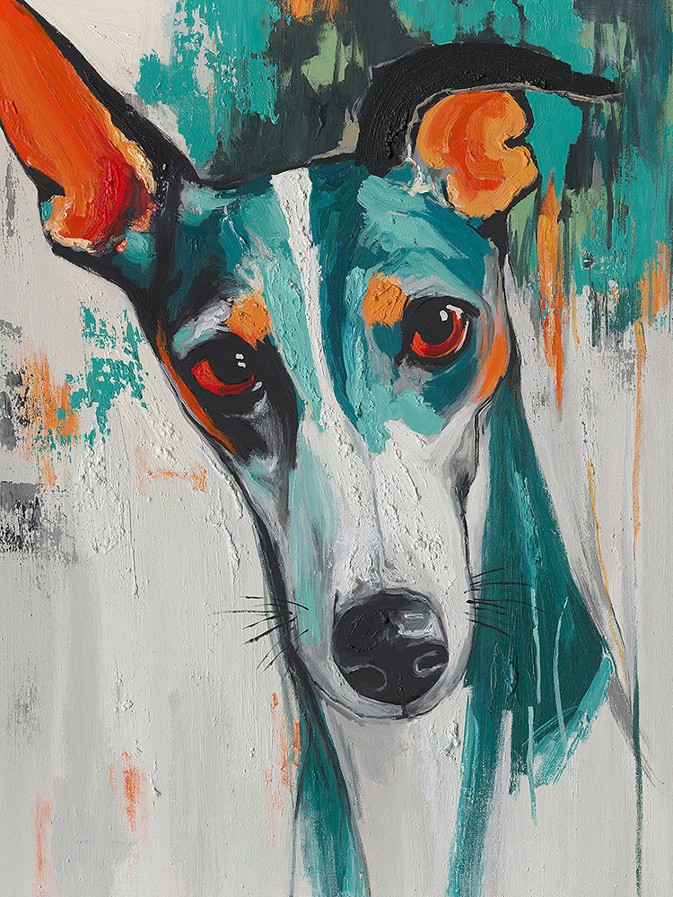 Modern Greyhound Soul – Handveredelter Kunstdruck auf Leinwand