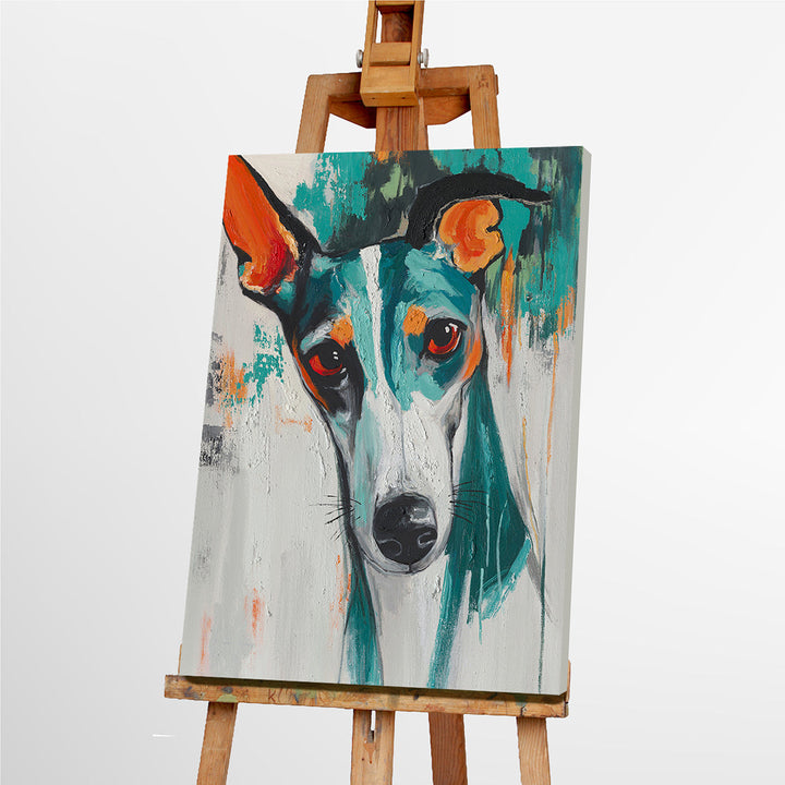 Modern Greyhound Soul – Handveredelter Kunstdruck auf Leinwand
