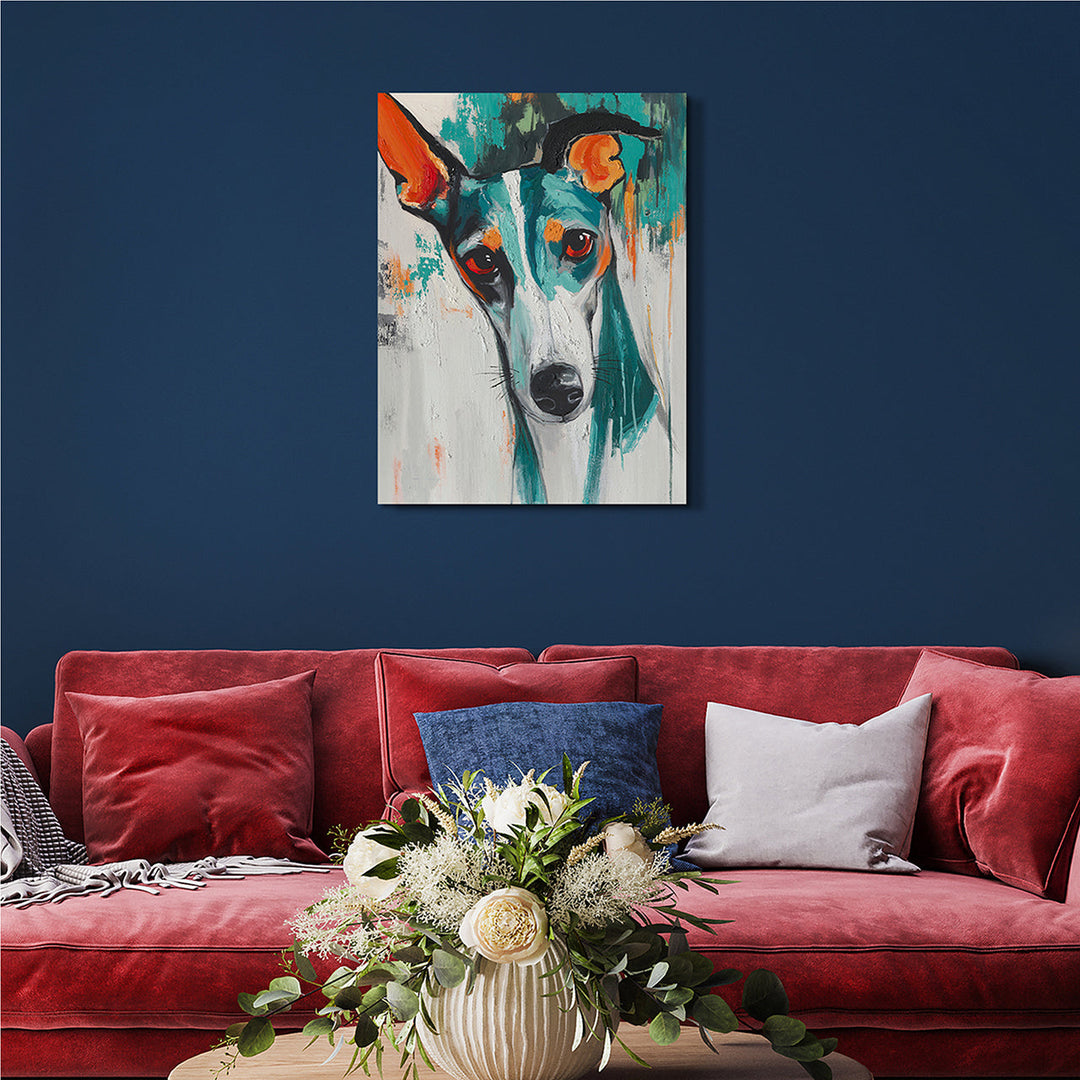 Modern Greyhound Soul – Handveredelter Kunstdruck auf Leinwand