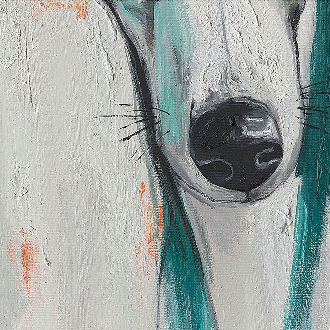 Modern Greyhound Soul – Handveredelter Kunstdruck auf Leinwand