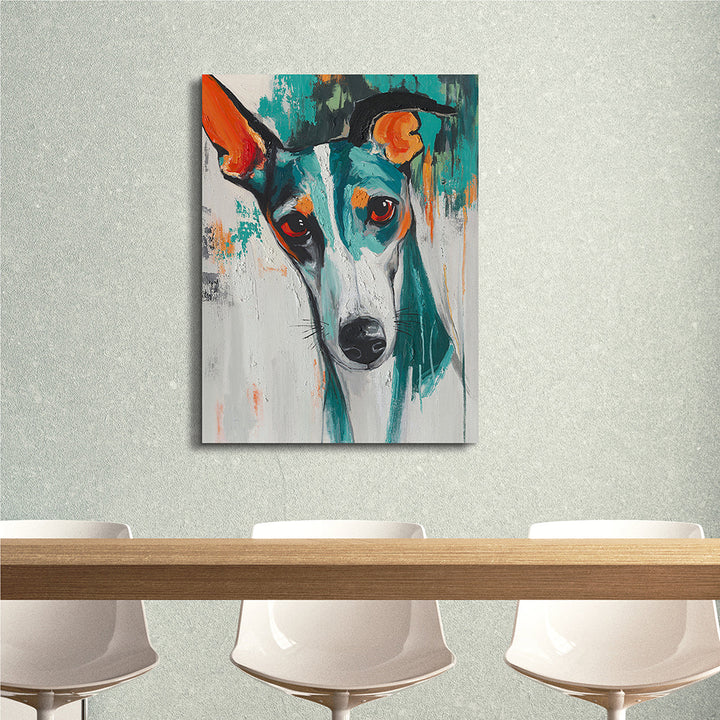 Modern Greyhound Soul – Handveredelter Kunstdruck auf Leinwand