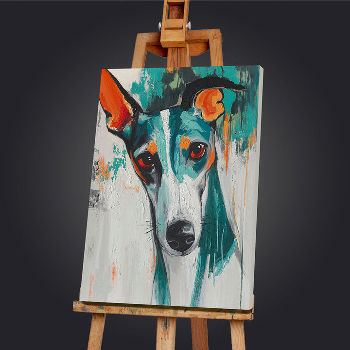 Modern Greyhound Soul – Handveredelter Kunstdruck auf Leinwand
