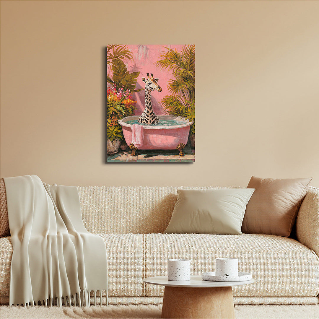 Long Neck, Hot Bath (60 x 80 cm) – Handveredelter Kunstdruck auf Leinwand