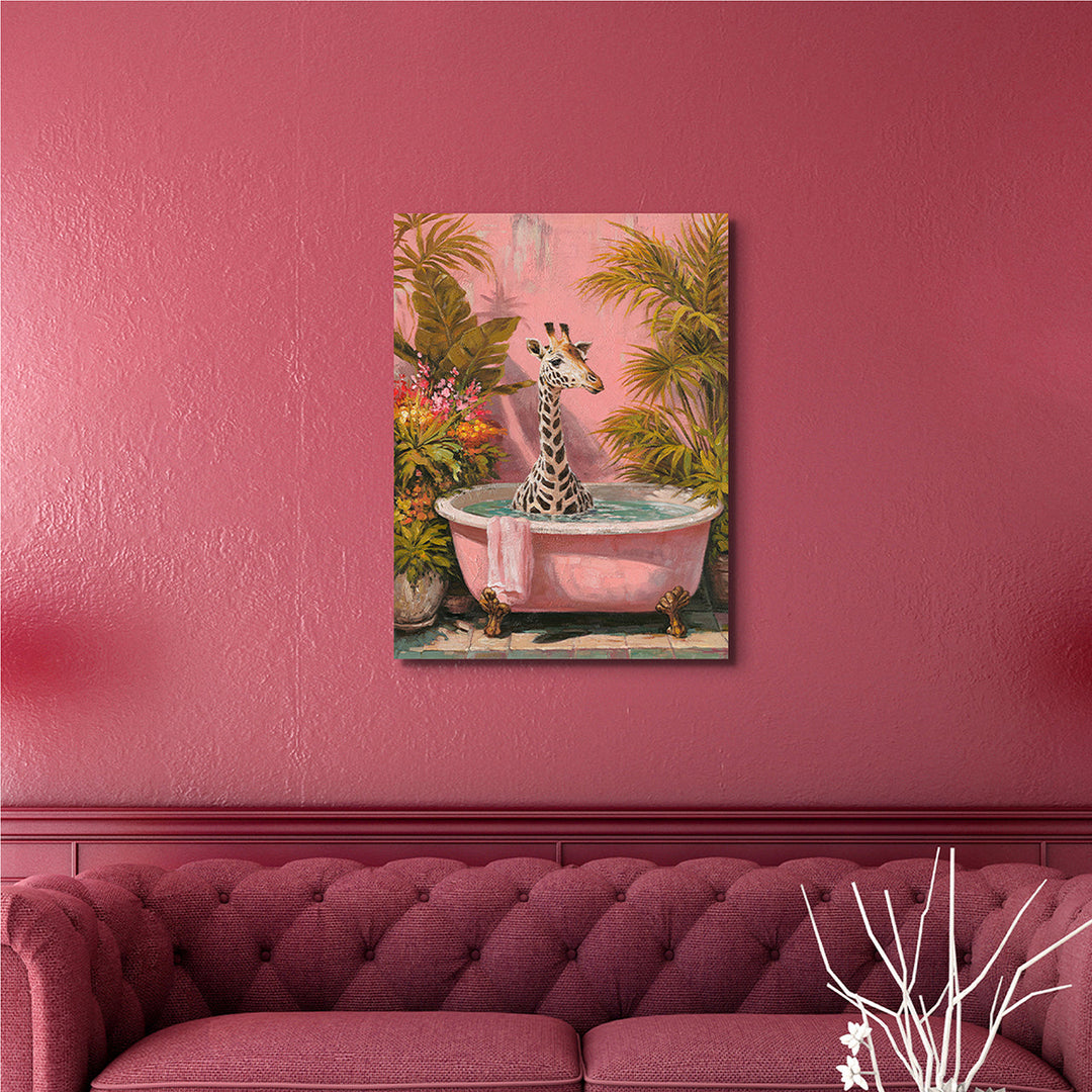 Long Neck, Hot Bath (60 x 80 cm) – Handveredelter Kunstdruck auf Leinwand