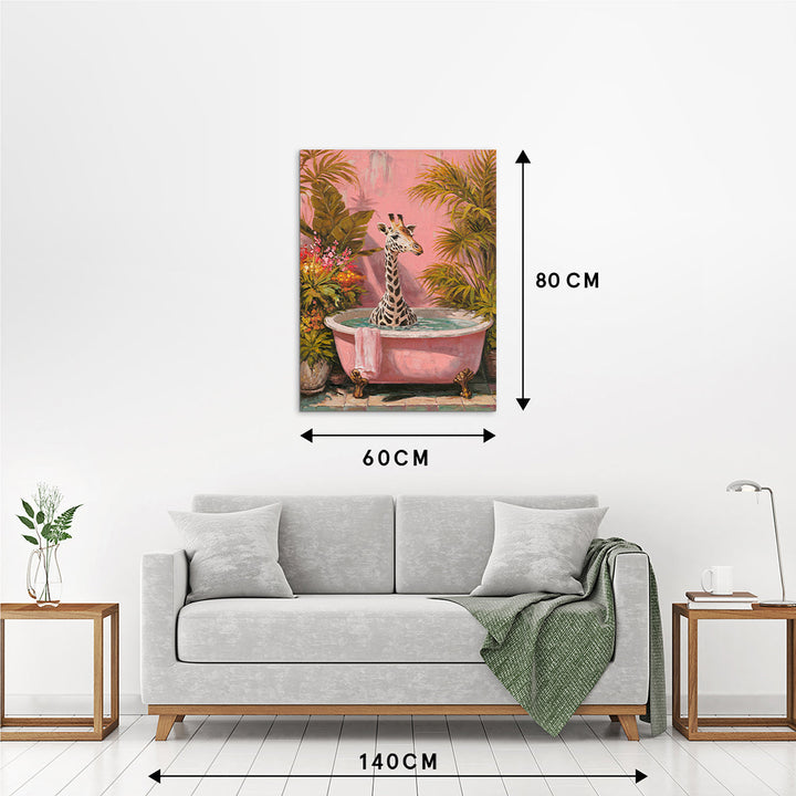 Long Neck, Hot Bath (60 x 80 cm) – Handveredelter Kunstdruck auf Leinwand