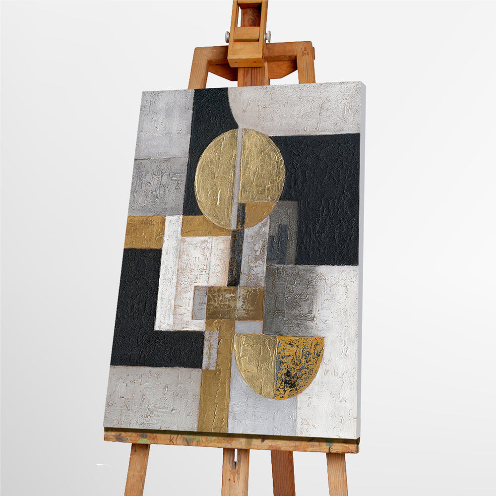 Midnight & Gold – Handveredelter Kunstdruck auf Leinwand