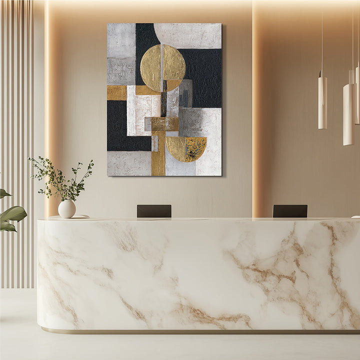 Midnight & Gold – Handveredelter Kunstdruck auf Leinwand