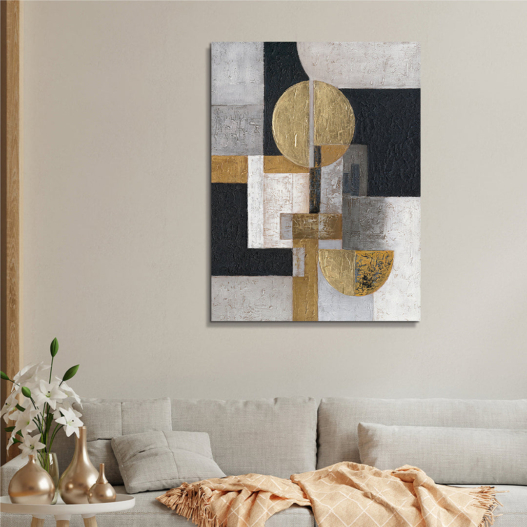 Midnight & Gold – Handveredelter Kunstdruck auf Leinwand