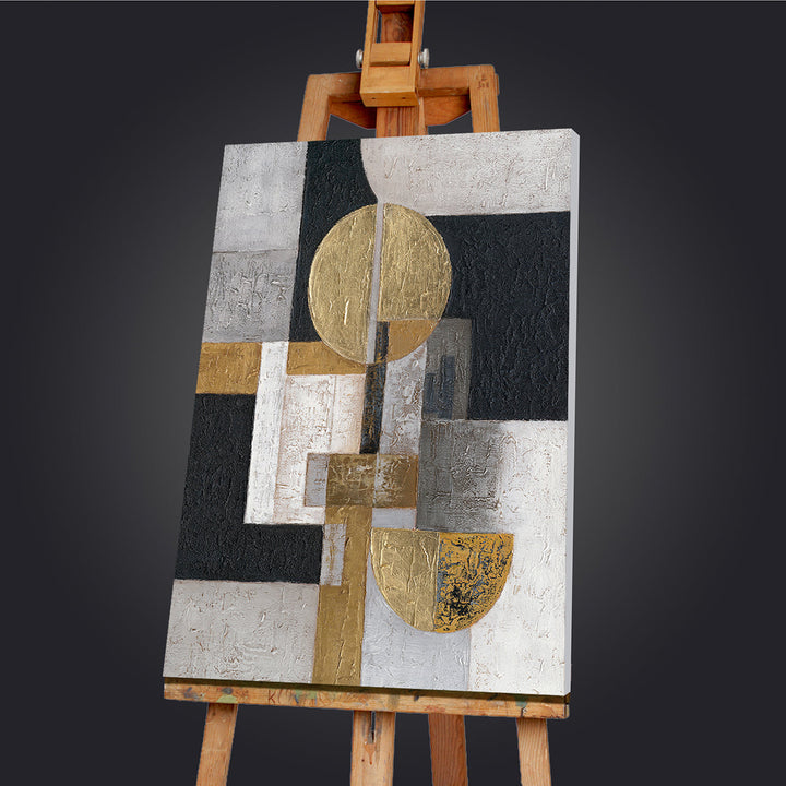 Midnight & Gold – Handveredelter Kunstdruck auf Leinwand