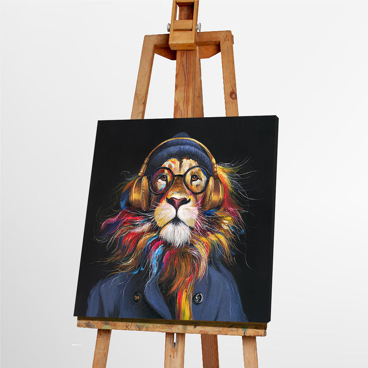 King of the Jungle Beats – Handveredelter Kunstdruck auf Leinwand