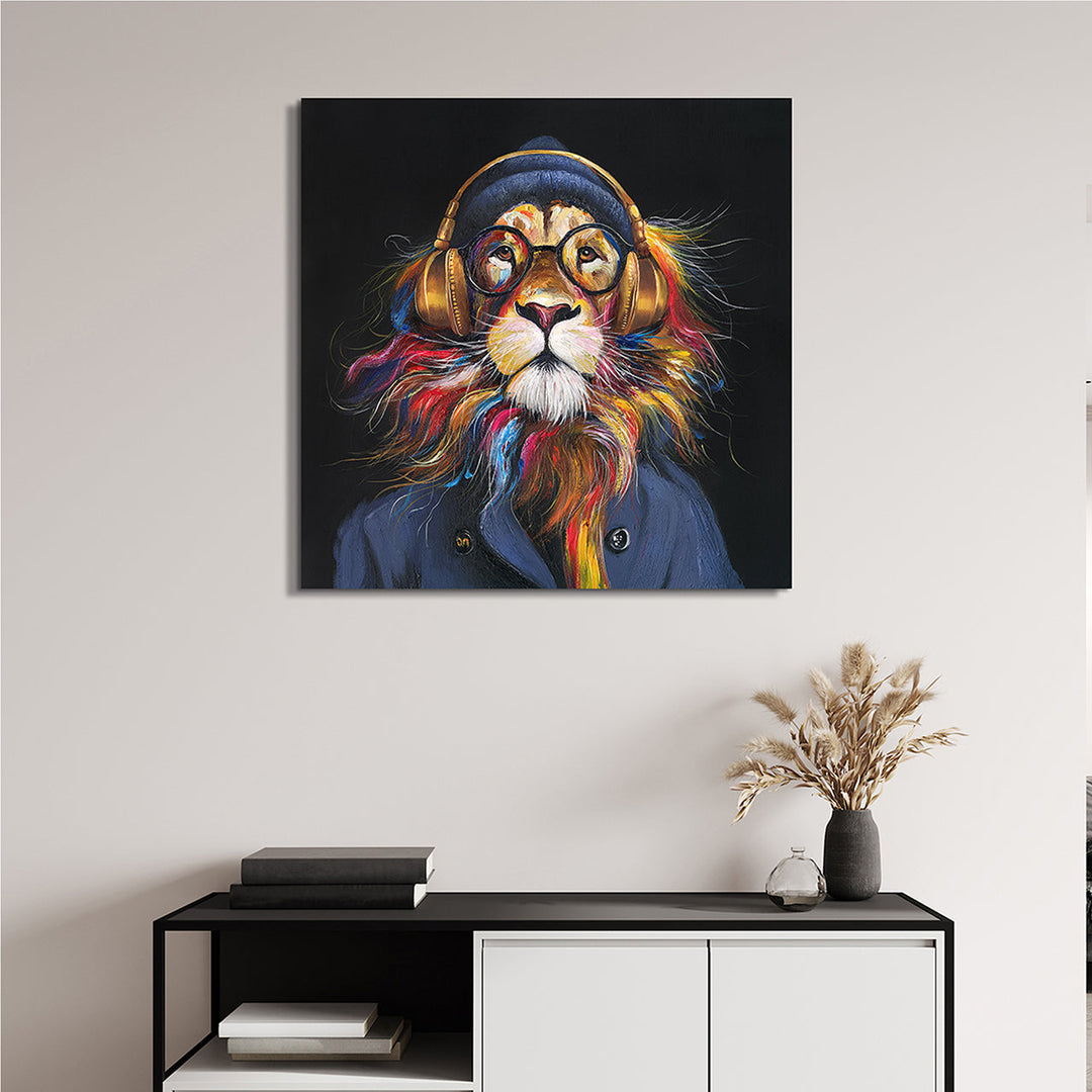 King of the Jungle Beats – Handveredelter Kunstdruck auf Leinwand