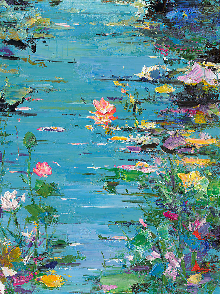 Floral Waters – Handveredelter Kunstdruck auf Leinwand