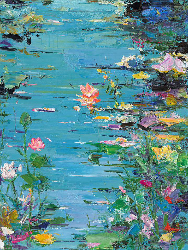 Floral Waters – Handveredelter Kunstdruck auf Leinwand