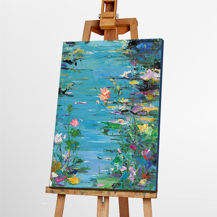 Floral Waters – Handveredelter Kunstdruck auf Leinwand