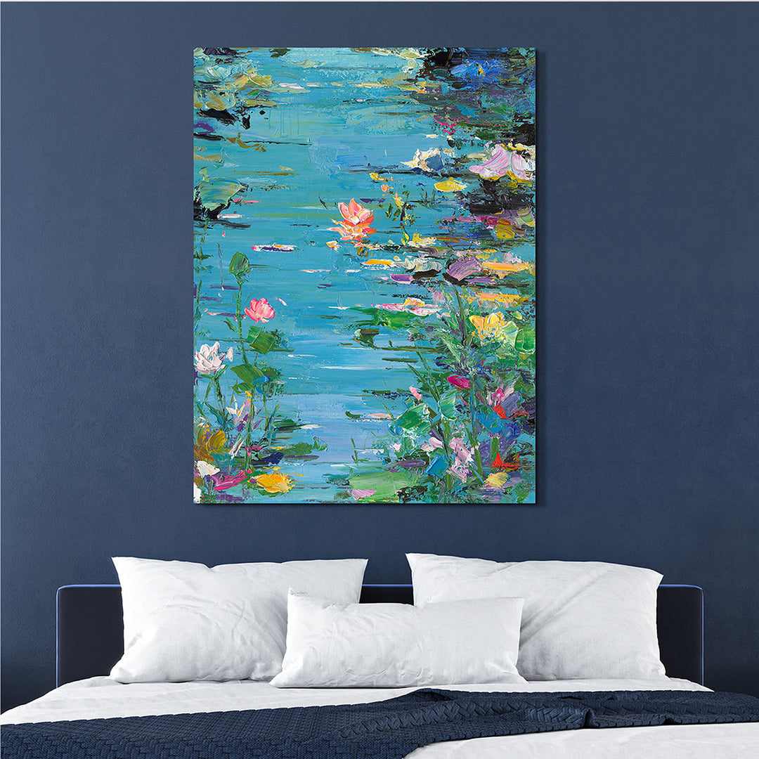 Floral Waters – Handveredelter Kunstdruck auf Leinwand