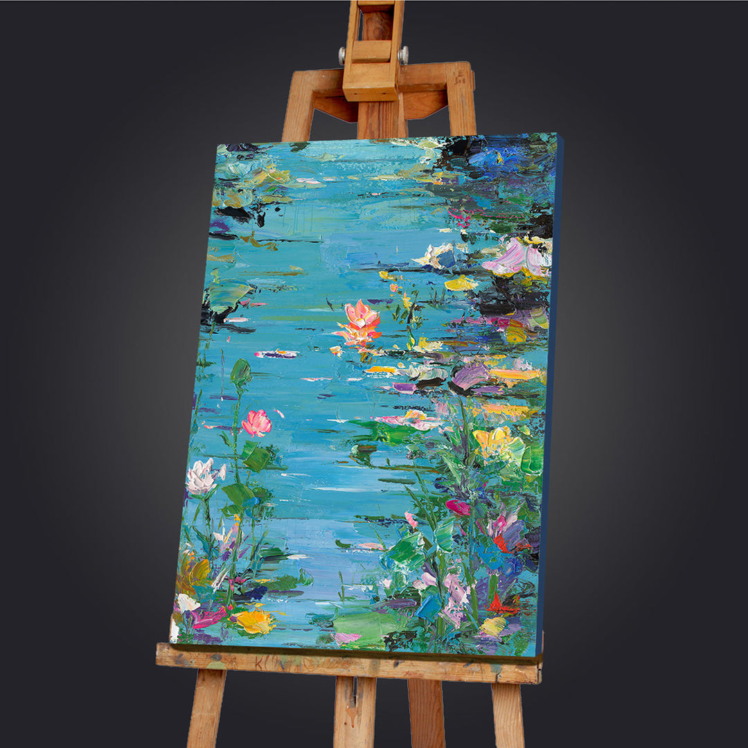 Floral Waters – Handveredelter Kunstdruck auf Leinwand