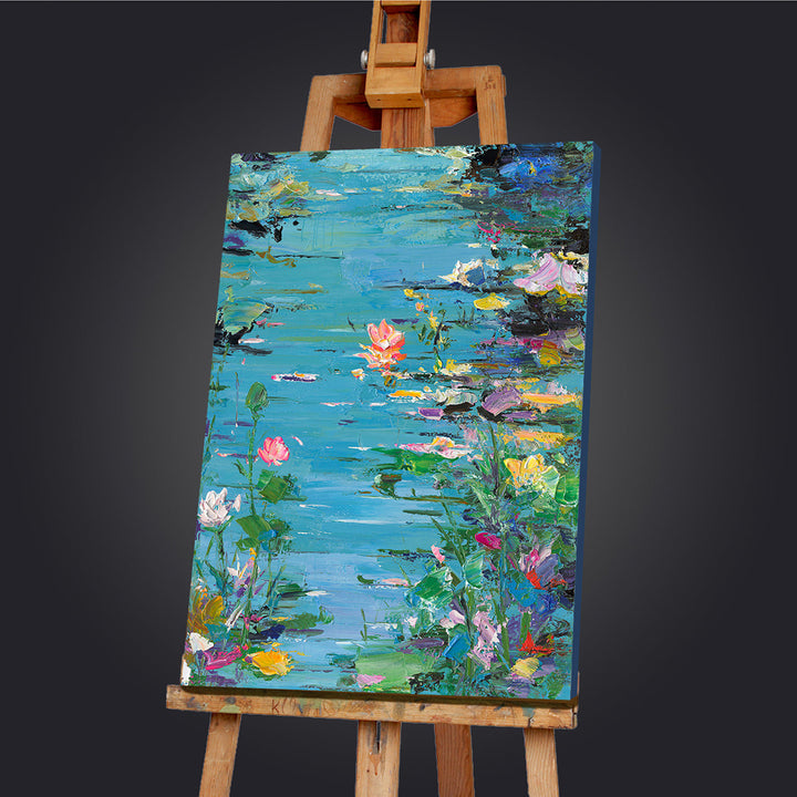 Floral Waters – Handveredelter Kunstdruck auf Leinwand