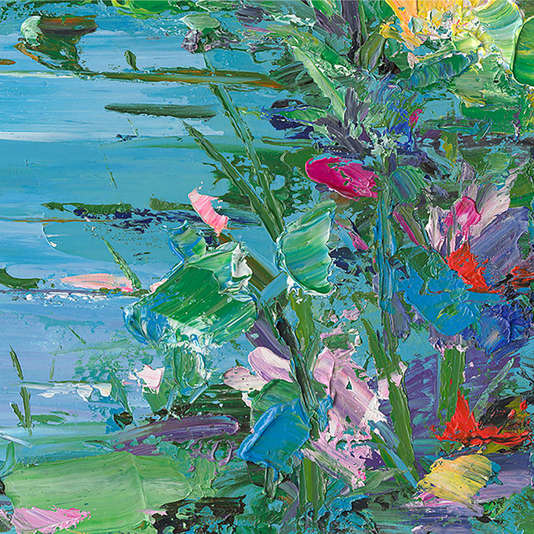 Floral Waters – Handveredelter Kunstdruck auf Leinwand