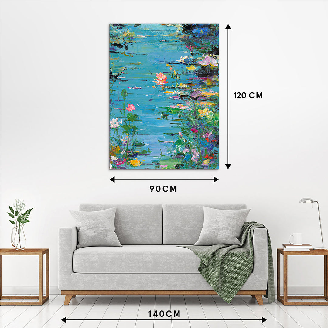Floral Waters – Handveredelter Kunstdruck auf Leinwand