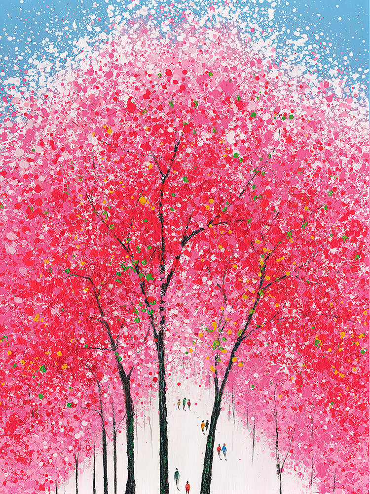 Cherry Blossom Glow – Handveredelter Kunstdruck auf Leinwand