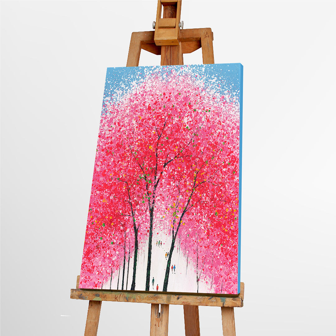 Cherry Blossom Glow – Handveredelter Kunstdruck auf Leinwand