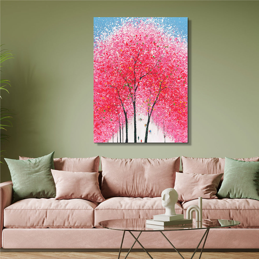 Cherry Blossom Glow – Handveredelter Kunstdruck auf Leinwand