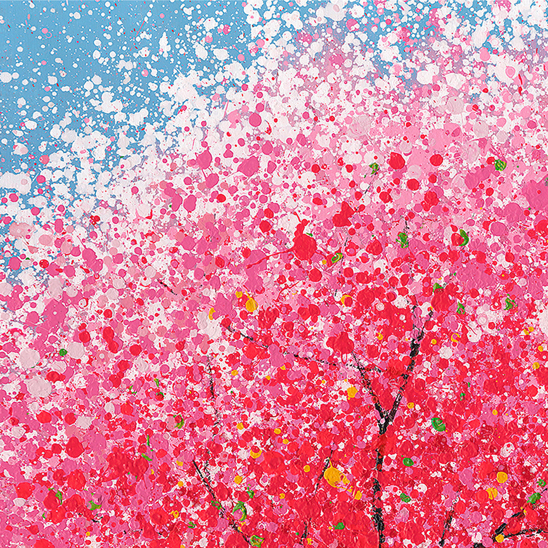 Cherry Blossom Glow – Handveredelter Kunstdruck auf Leinwand