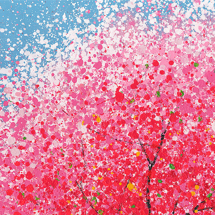 Cherry Blossom Glow – Handveredelter Kunstdruck auf Leinwand
